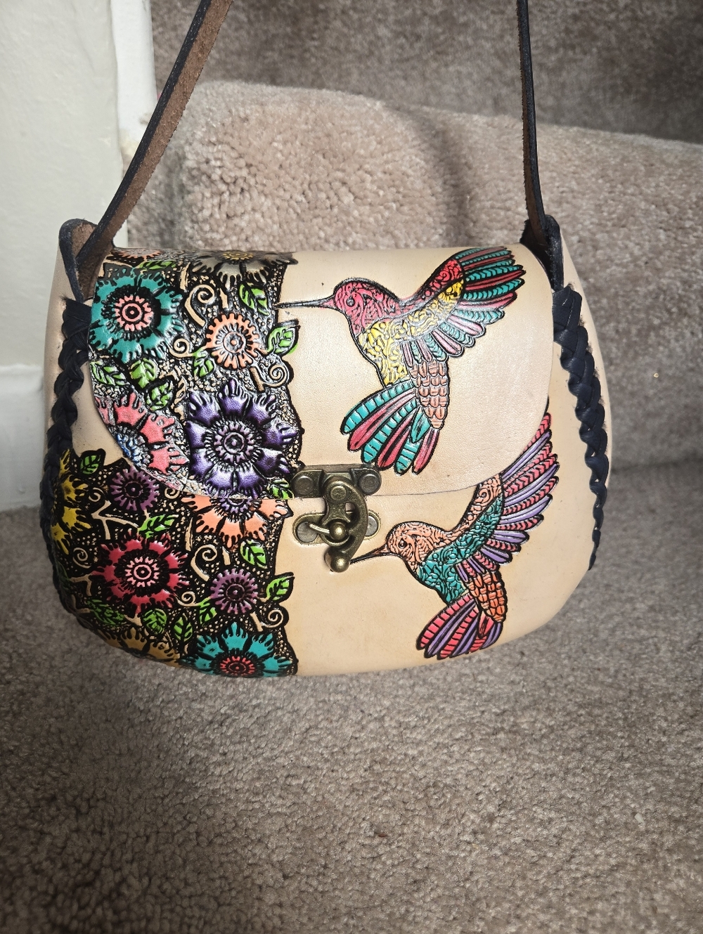 Leather Crossbody Bag - Multicolor - Picture 2 of 6
